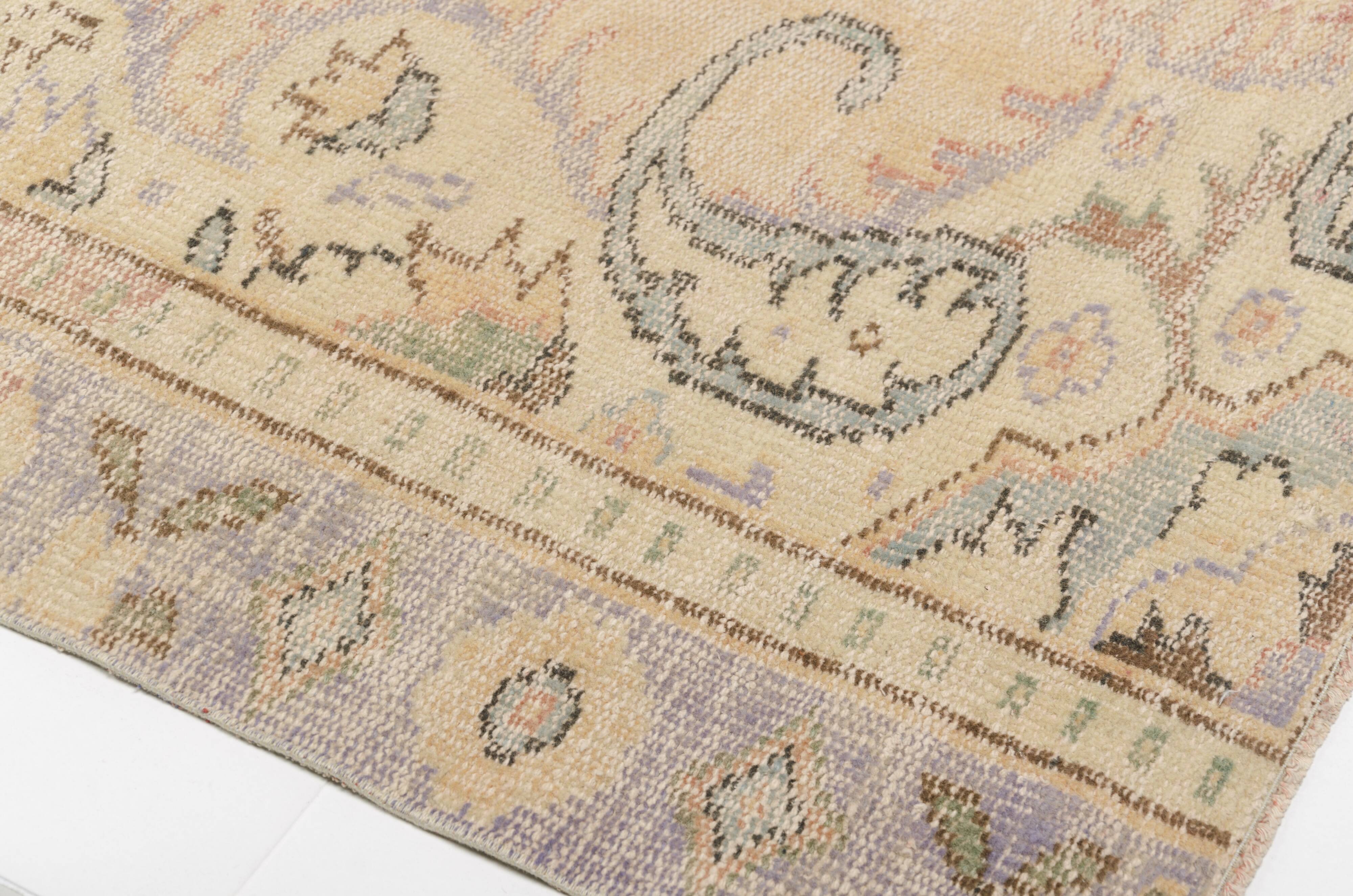 Floral Oushak Vintage Area Carpet