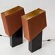 Pair of lamps, wooden base, France 1990s, new shades.
