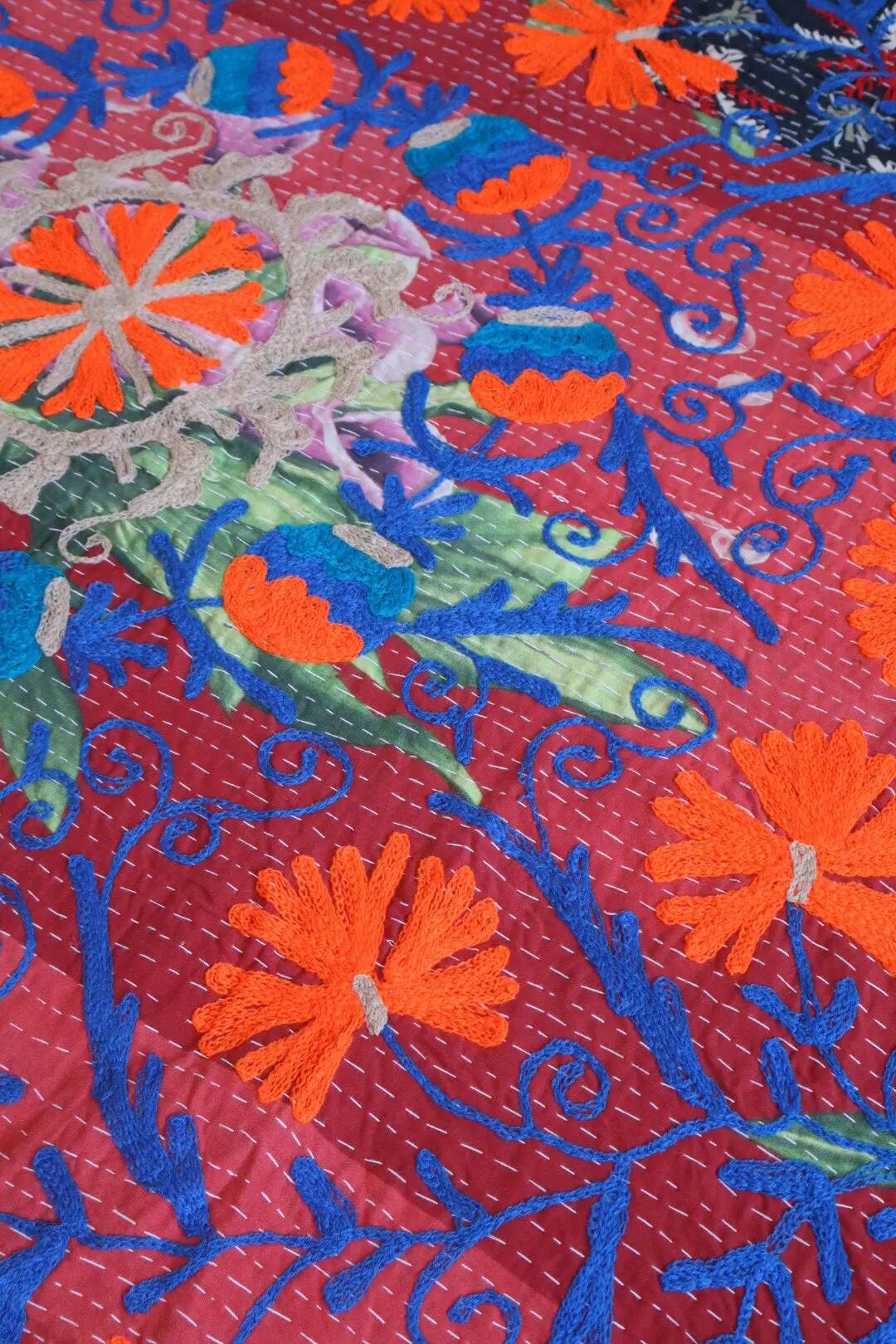 Indian Kantha Suzani embroidered in multicolour – cotton