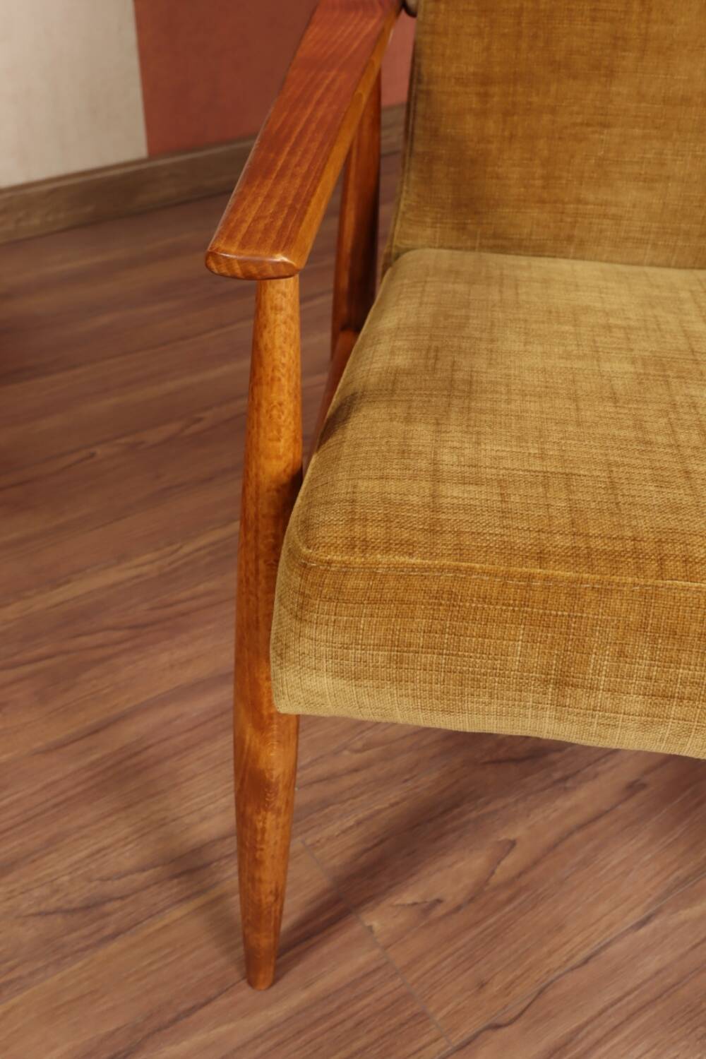 Scandinavian armchair golden velvet design by H.Lis