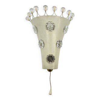 Emil Stejnar wall lamp with flower crystals , 1950s Vienna