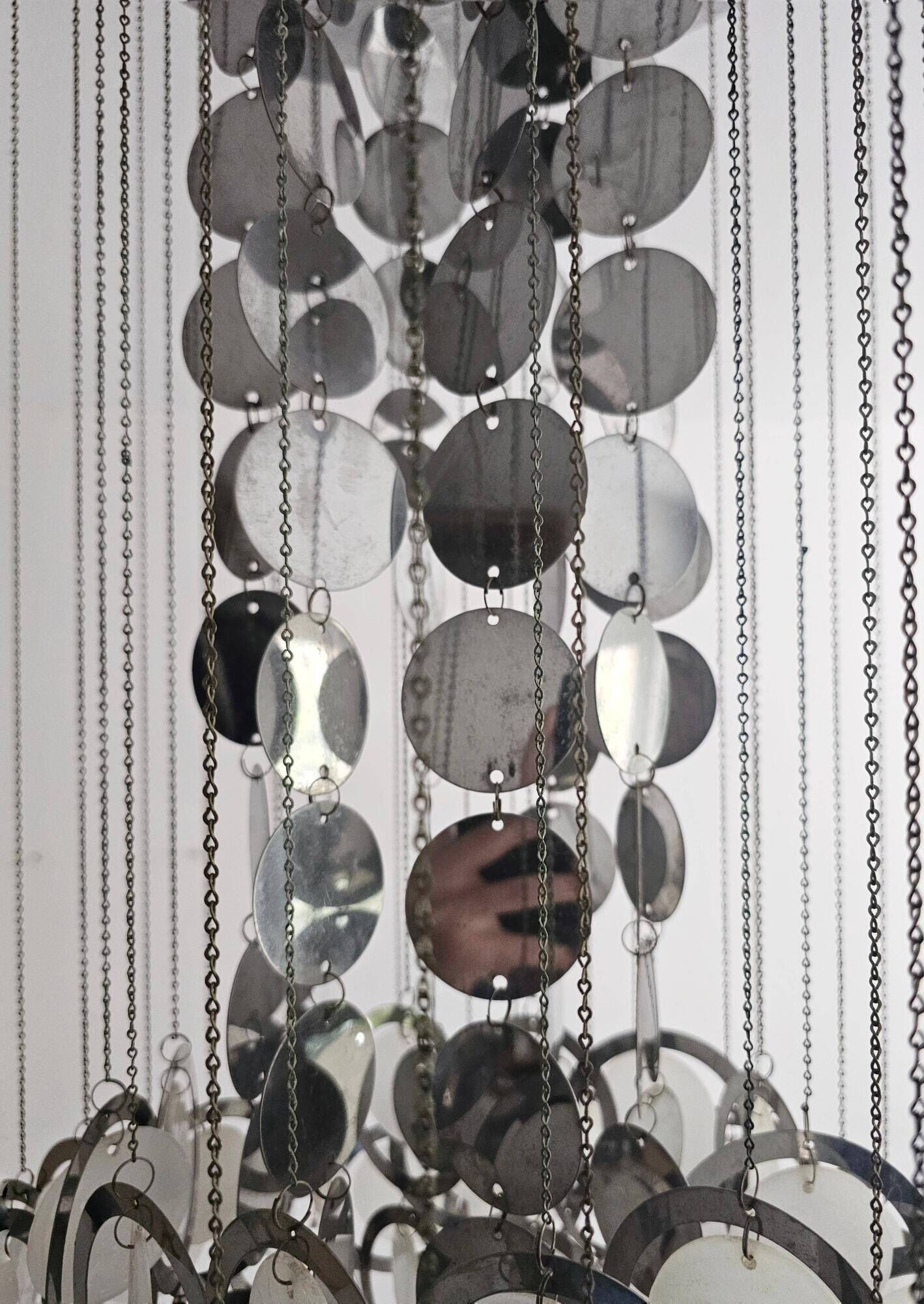 Lustre Disco Mid-Century by Gino Vistosi in chrome and Murano glass
