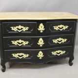 Curved Chest of Drawers in Black Lacquered Finish