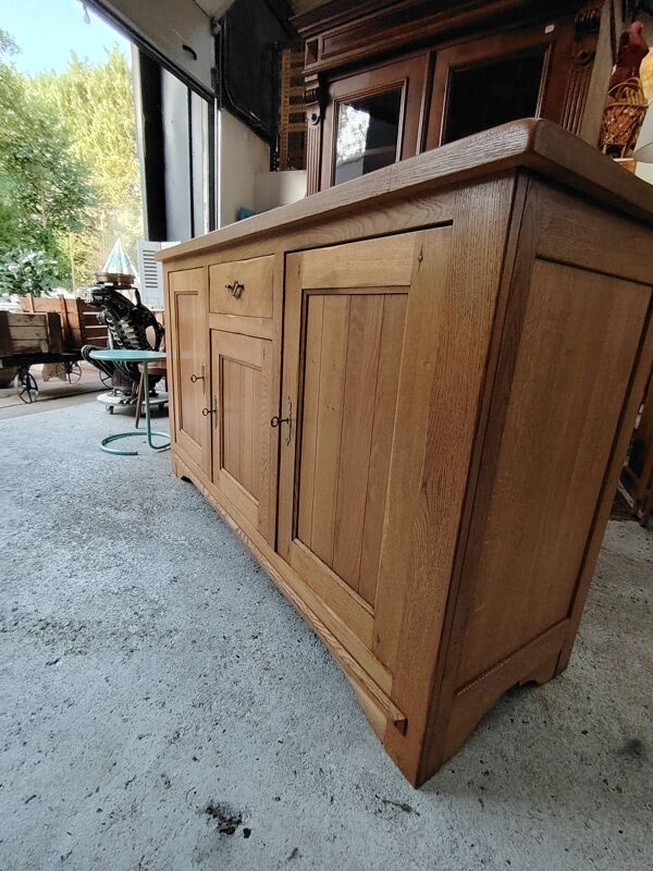 Buffet bas enfilade en chêne massif clair 3 portes et 1 tiroir
