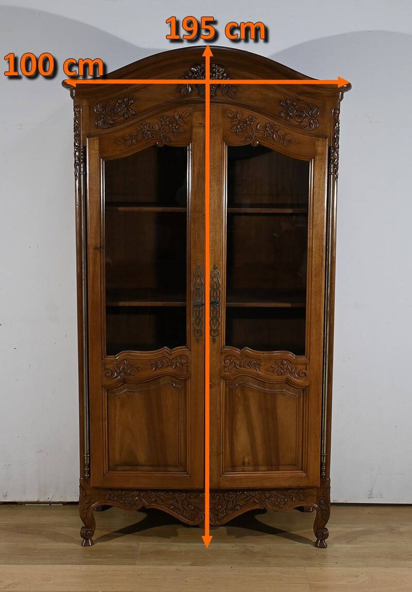 Walnut Display Cabinet, Louis XV Style – Late 19th Century