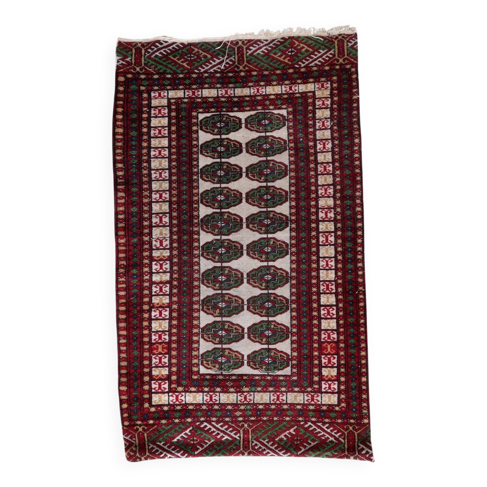 Handmade vintage Uzbek Bukhara rug 77cm x 128cm 1960s - 1С1175