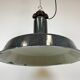Large Industrial Grey Enamel Factory Lamp with Cast Iron Top, 1960s