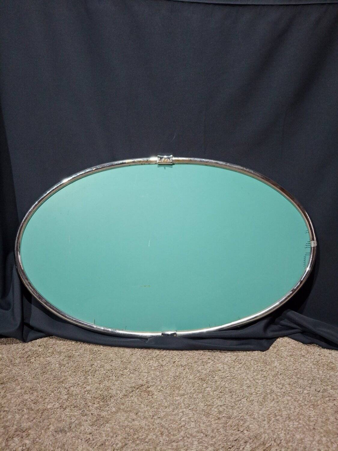 Oval chrome Art Deco mirror