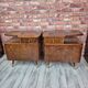 Pair of Asymmetrical Mid-Century  Walnut Nightstands with Brass Details