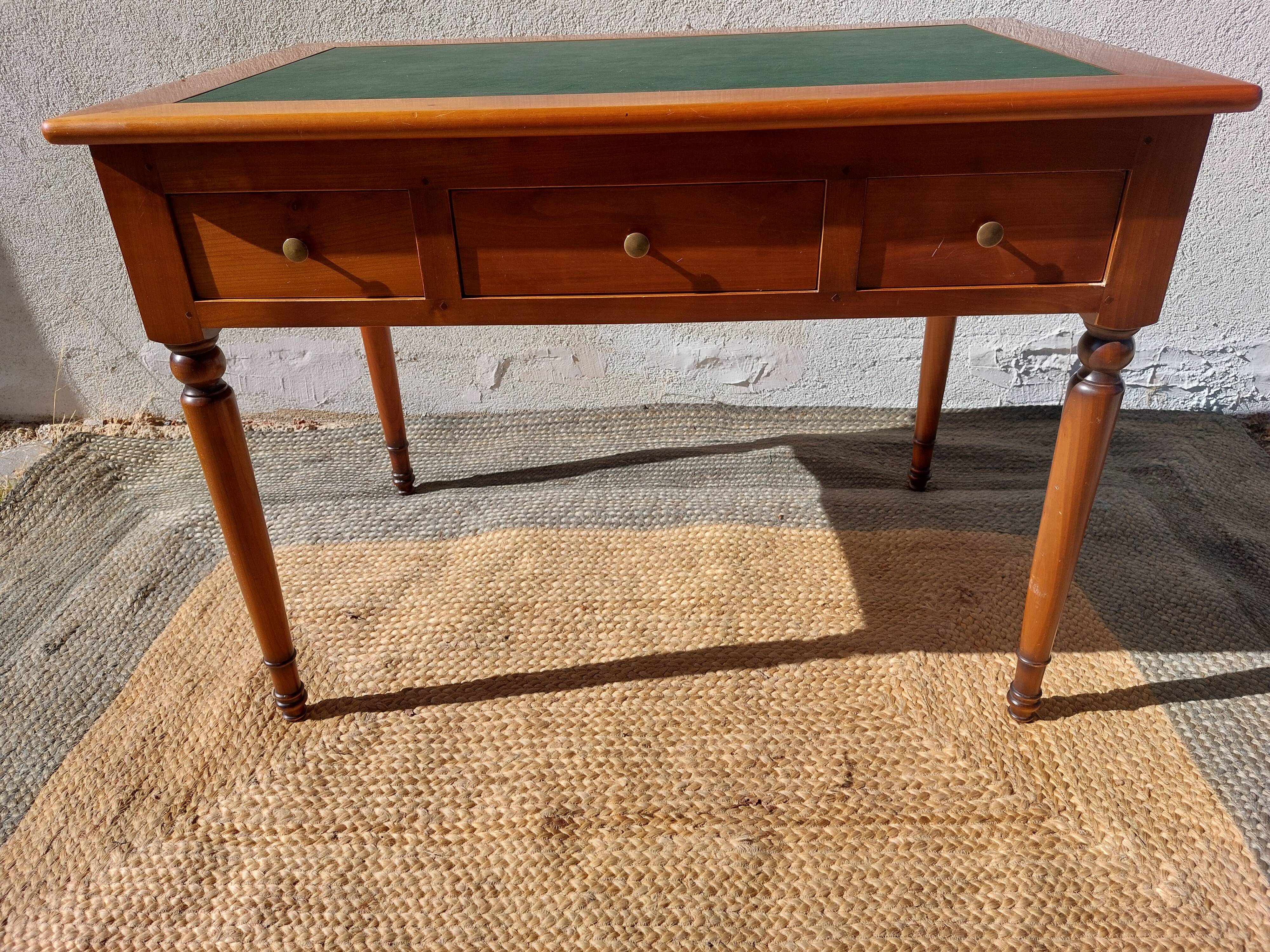 Desk, green leather top