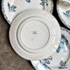 6 flat plates Lunéville in blue ironstone, "Tulip" service