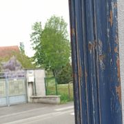 Old blue wooden mirror