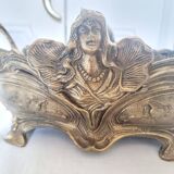 French Art Nouveau bronze planter decorated with a female mermaid