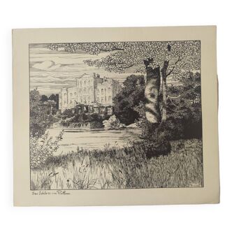 Antique print - The castle by the water - Lithograph from 1902
