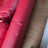 Custom-made 3-seater red fine leather sofa