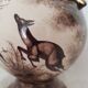 Vase vintage en faïence de H Bequet, Décor de cerf