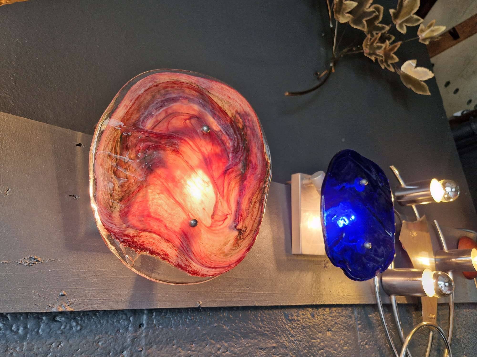 Pink veined blown Murano glass wall light, 1970s