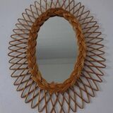 Italian rattan mirror, 1960s