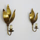 Paire d' appliques murales vintage italienne feuillage stylisé en laiton, Italie, années 50