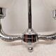 Vintage opaline lampshade chrome duck 2-arm chandelier