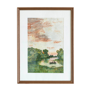 Aquarelle sous verre - 1953