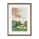 Watercolor under glass framed 1953 signed