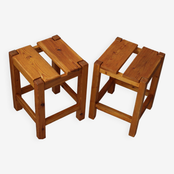 pair of Pierre Gautier-Delaye pine stools