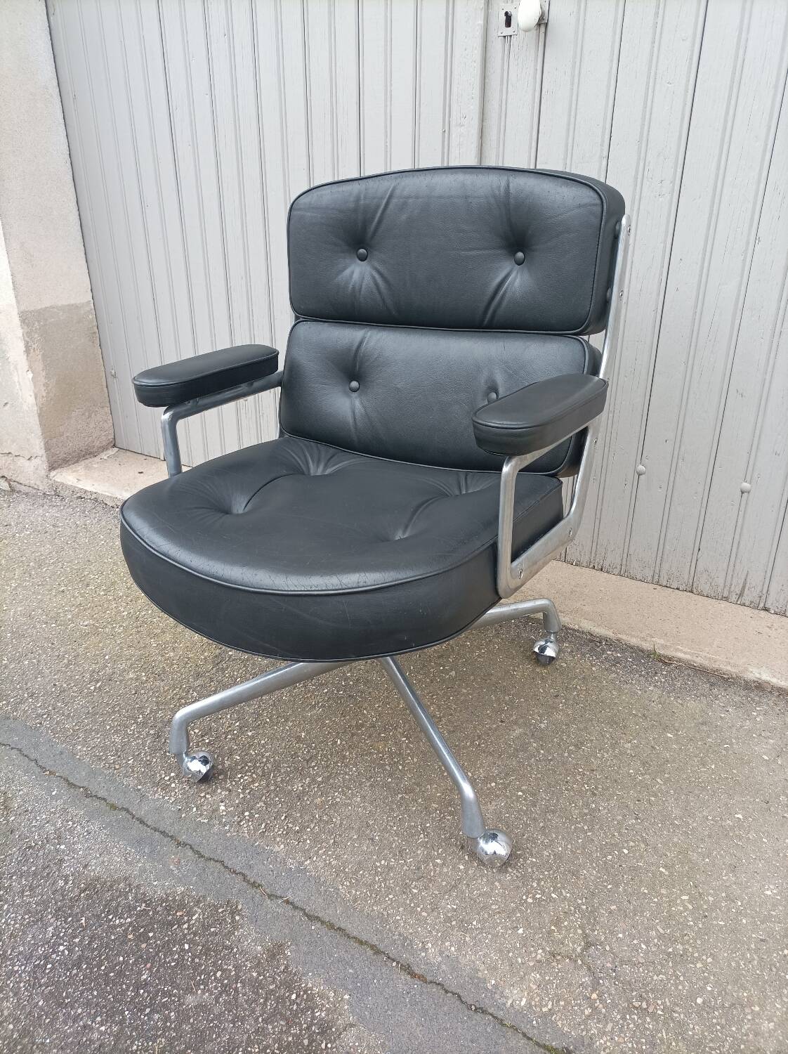 Vintage black leather armchair