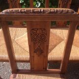 Series of 6 rococo chairs, mulched in solid walnut period 1930.