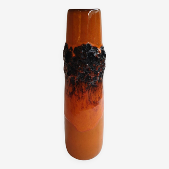 Vase céramique fat lava orange années 1950 1960