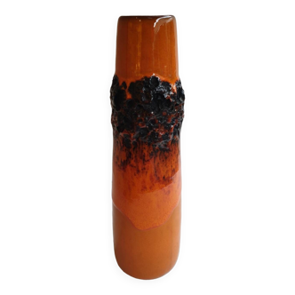 Fat lava orange ceramic vase 1950s 1960s