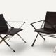 Pair of leather and chrome metal armchairs, Italy - 1970