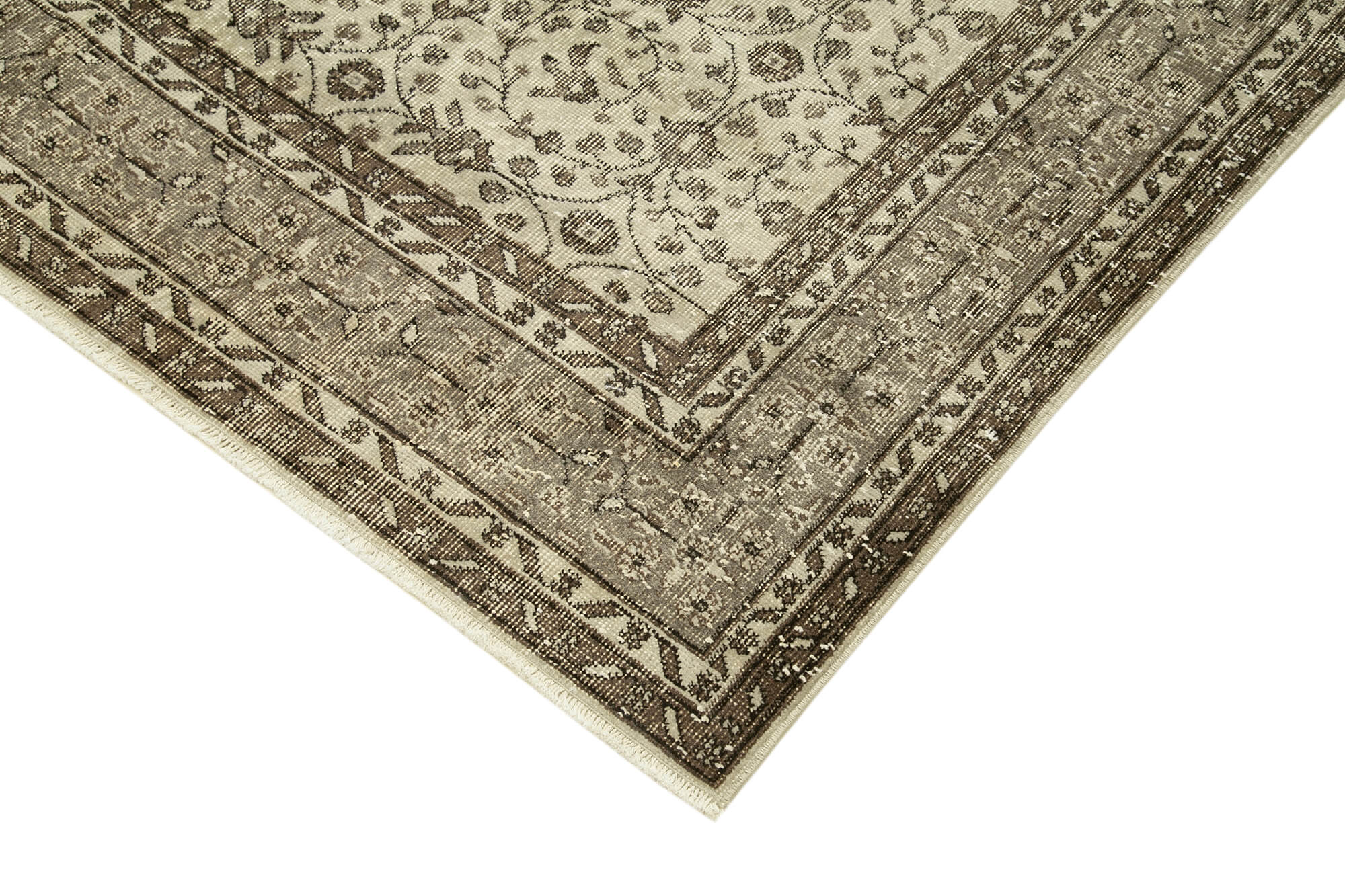 Handmade antique oriental beige carpet 207 cm x 310 cm