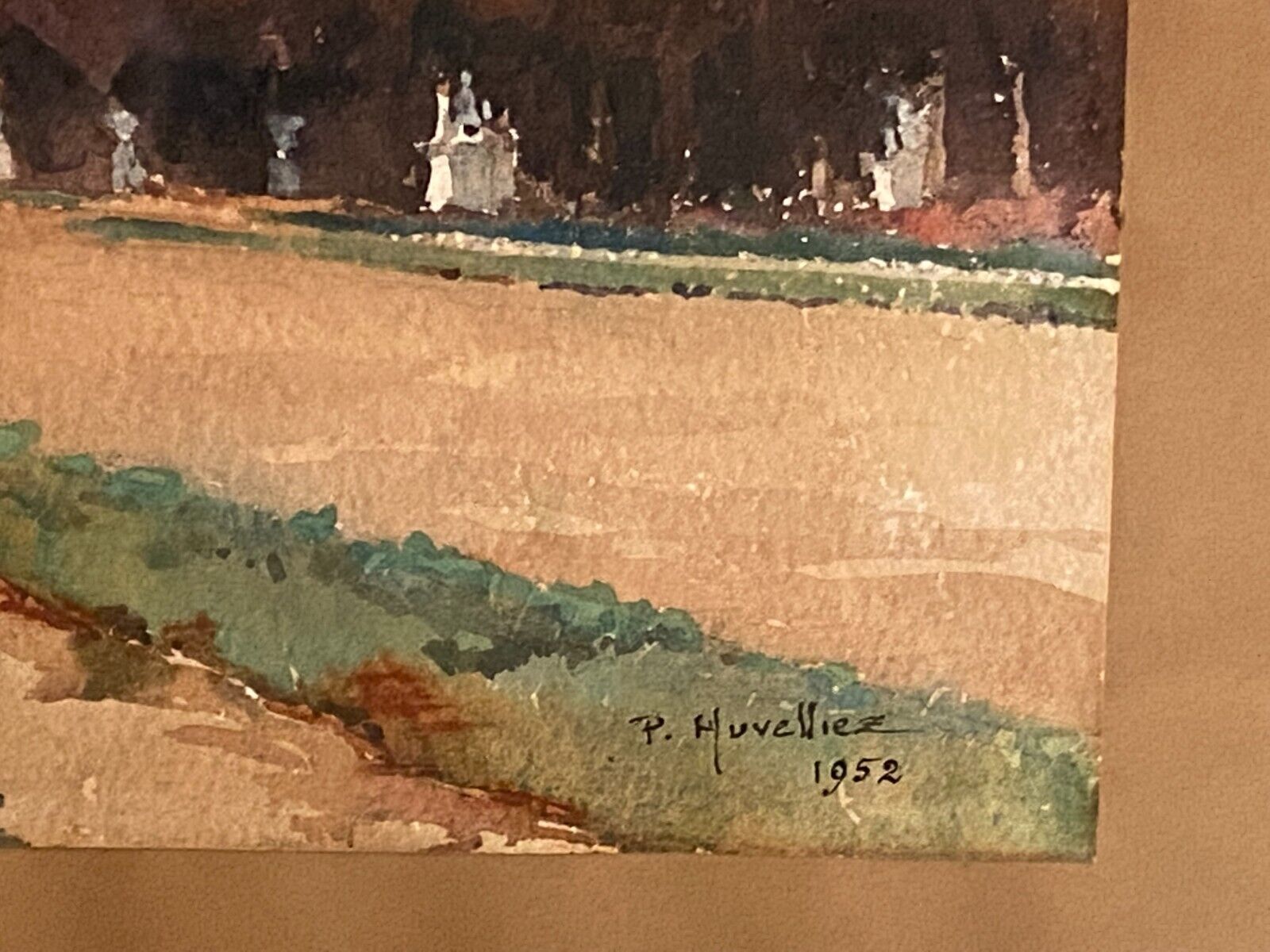 Watercolor Pierre Huvelliez 1891-1959 view park Palace of Versailles