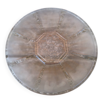 Assiette art déco en verre pressé moulé motif marguerites