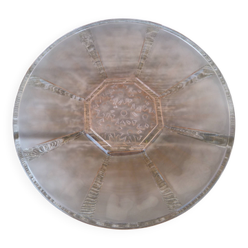 Assiette art déco en verre pressé moulé motif marguerites
