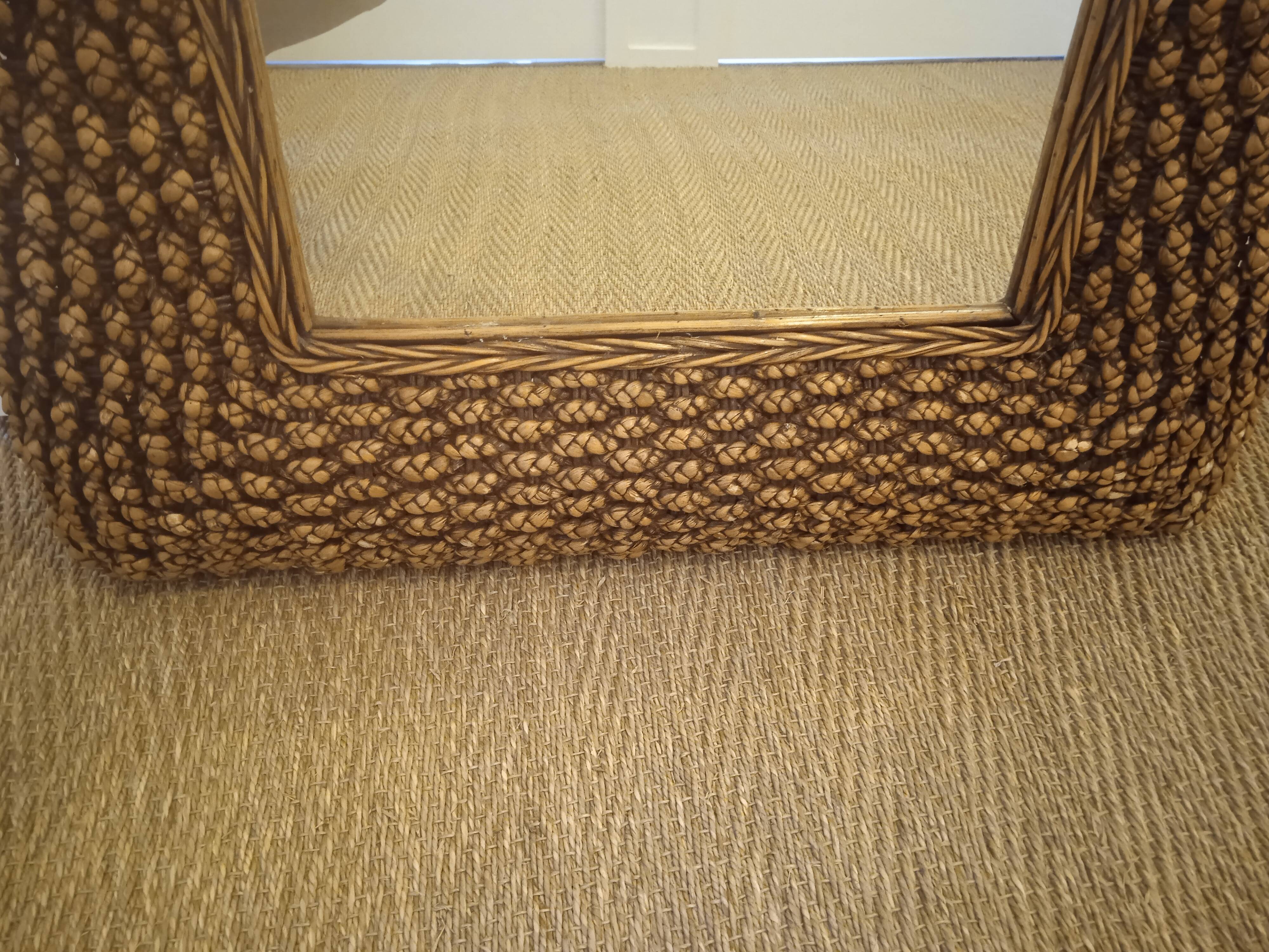 Mirror in woven water hyacinth