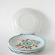 Set of 6 semi-deep plates with flowers, Sky Blue and Brown, 1970.