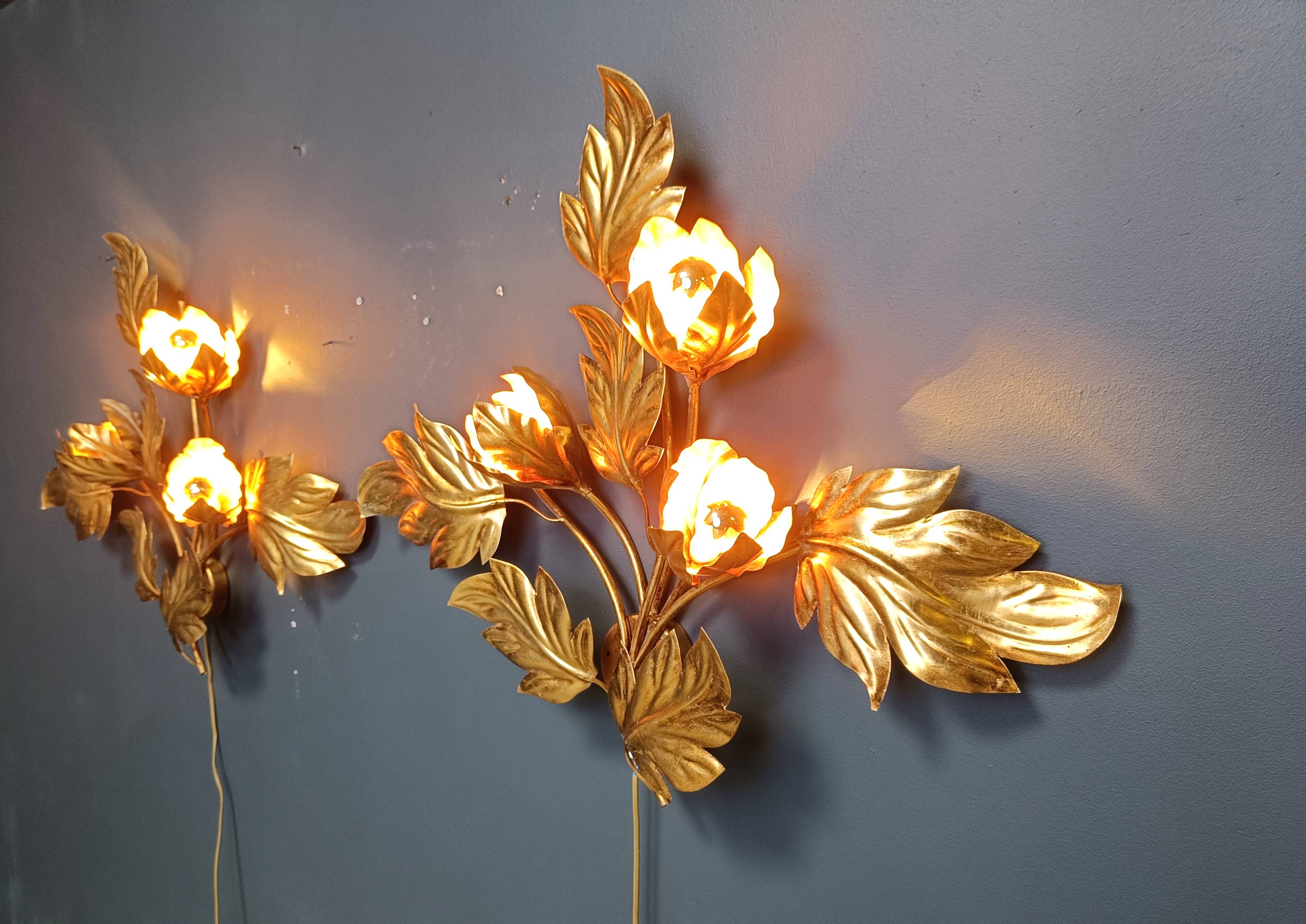 Pair of Vintage leaf wall lights by Hans Kögl, 1970s
