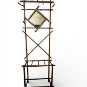 Art Deco, coat rack with bamboo mirror, diamond shape, around 1930.