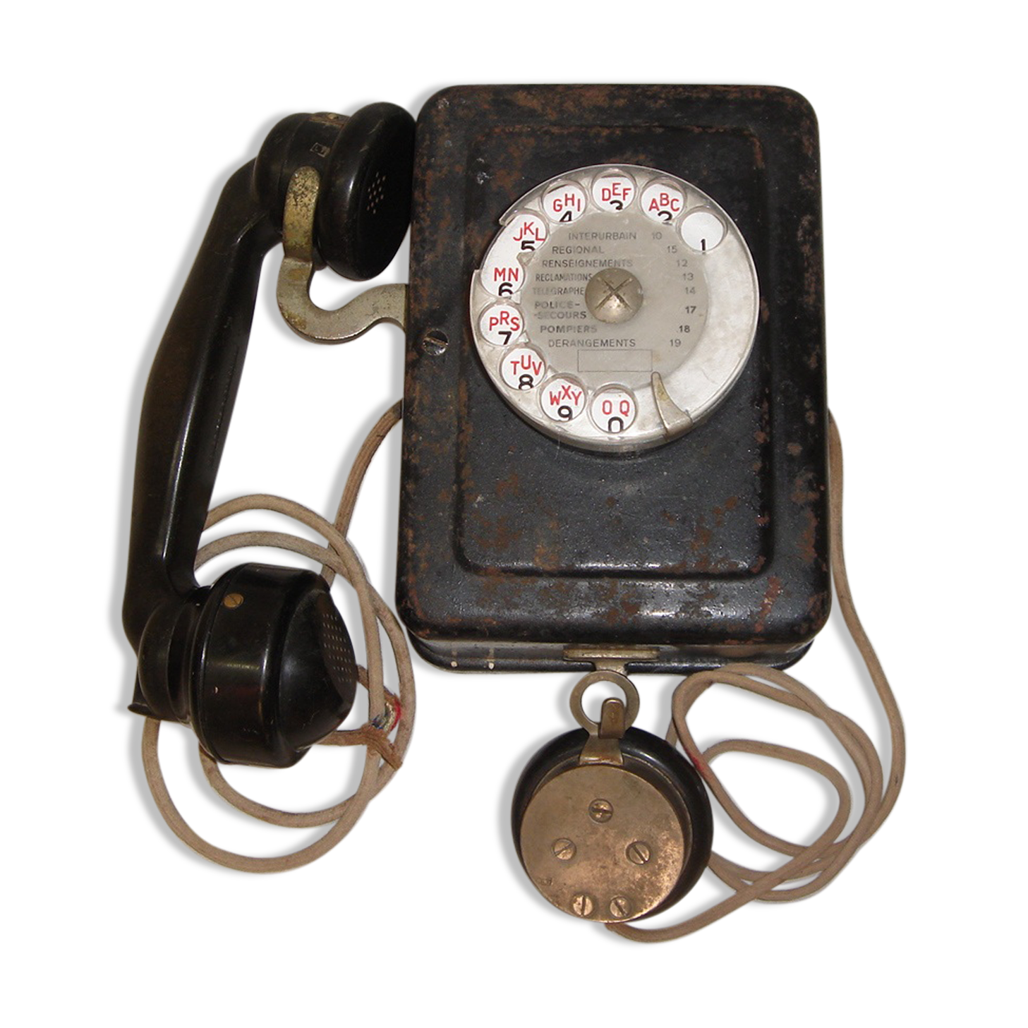 Bakelite old black wall phone 1924