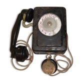Téléphone mural ancien de 1924 bakélite noir