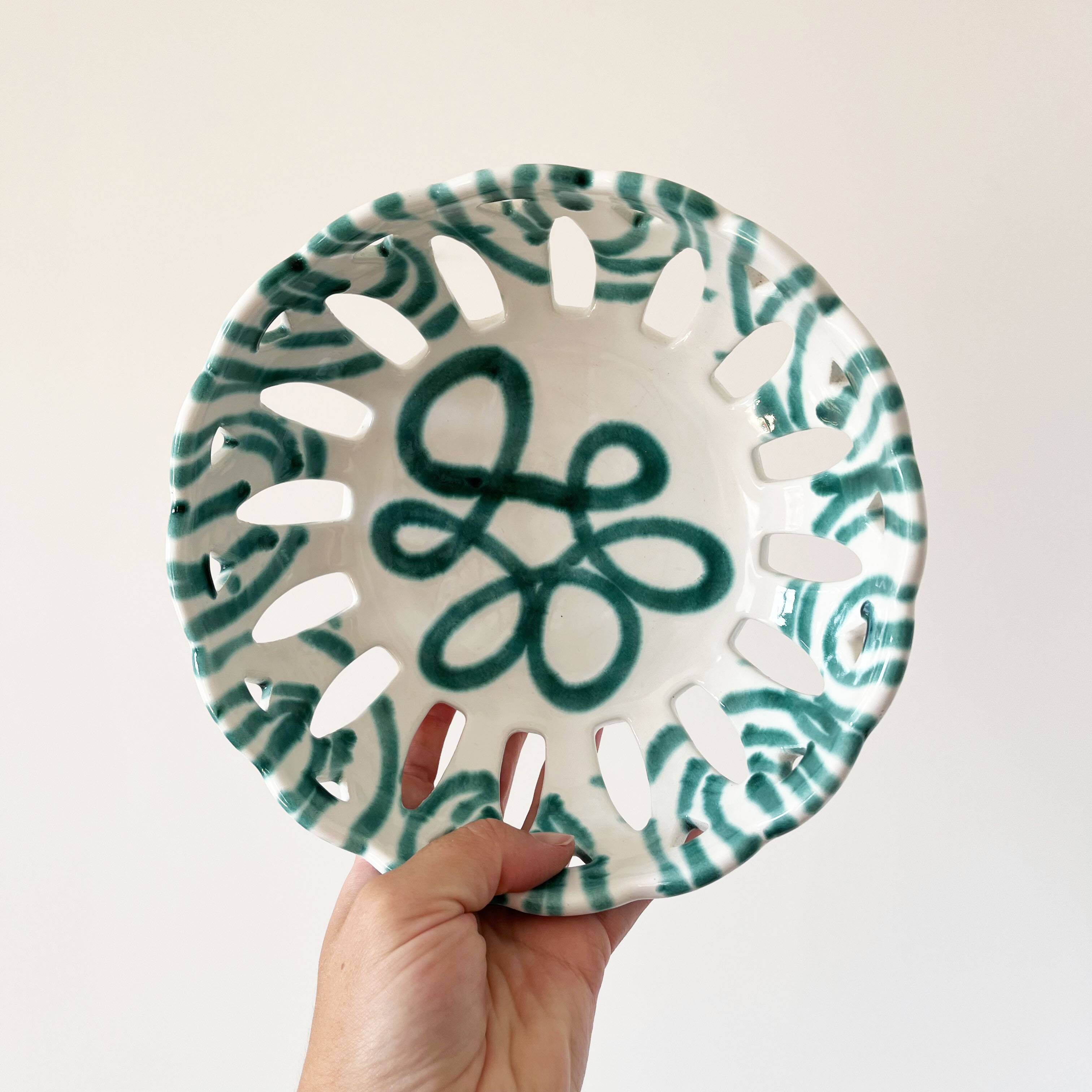 Gmundner Keramik openwork ceramic fruit bowl