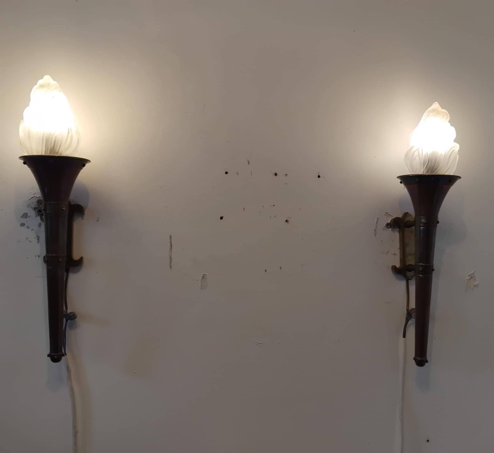 Pair of Flambeaux wall lights from the 50s/60s