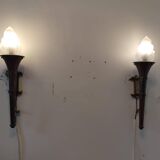 Pair of Flambeaux wall lights from the 50s/60s