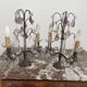 pair of chandeliers, lamp, silver-plated metal, crystal, tassels, florets, pendant, rosettes