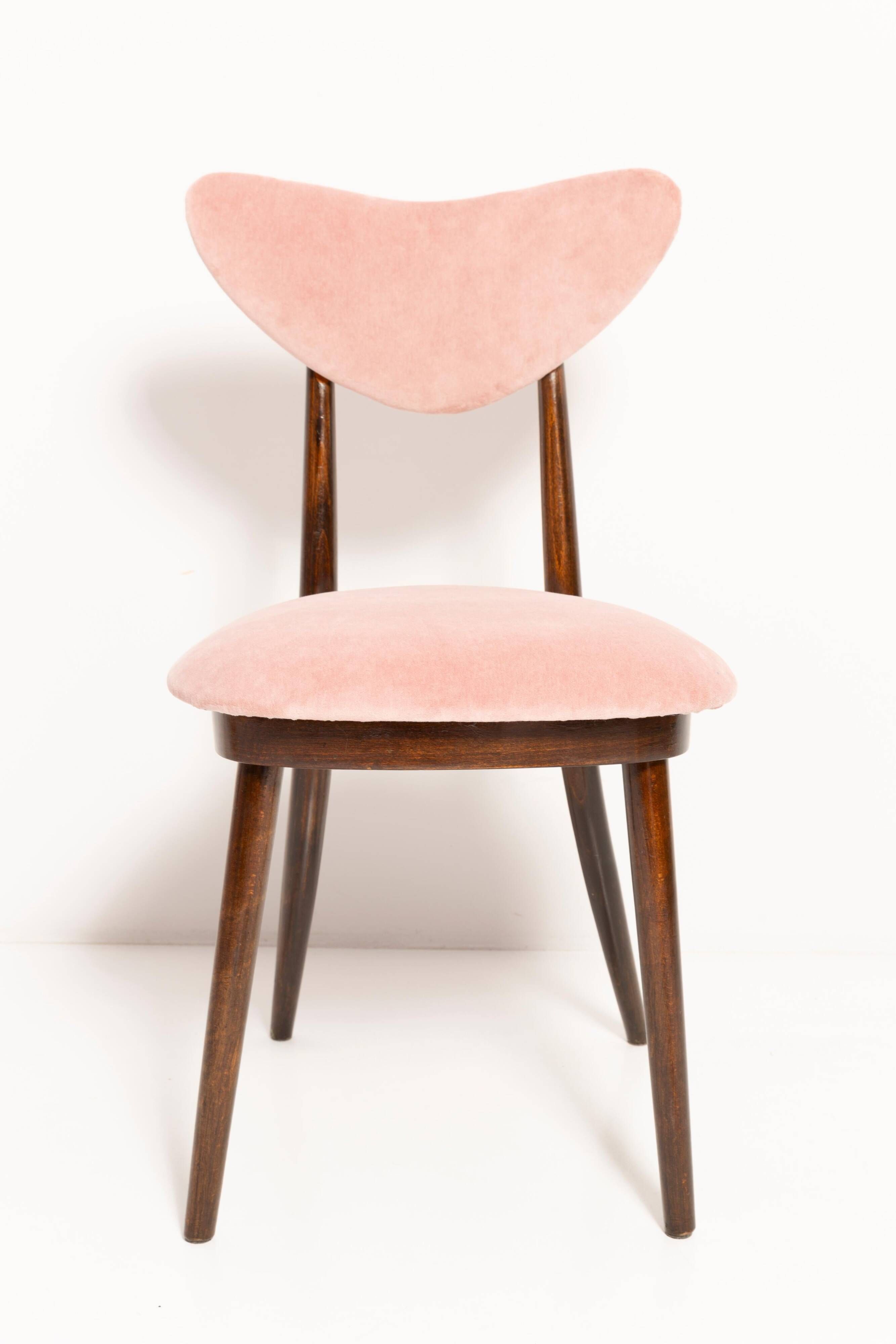Pink Heart Mid-Century Cotton Velvet Chair, Europe, 1960s