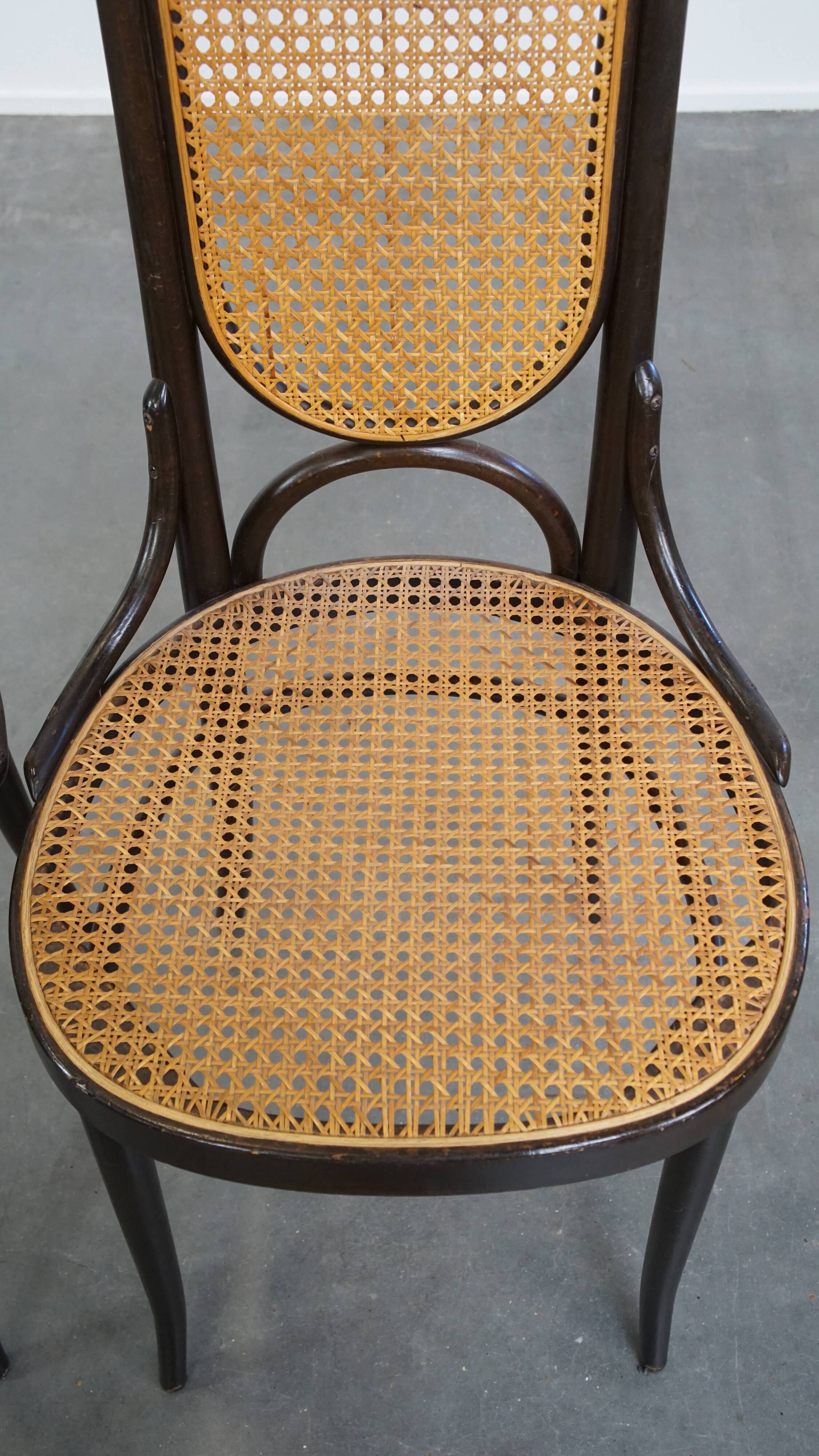 Set of 2 Vintage Bentwood "Long John" Thonet Design High Dining Chairs