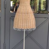 Mannequin buste vintage en rotin sur pied fer forgé