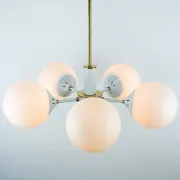Vintage White 1970s Sputnik Chandelier – Mid-Century Modern Ceiling Light
